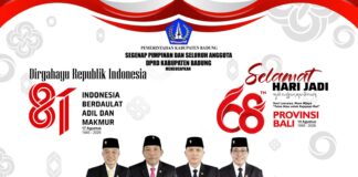 Segenap Pimpinan dan Seluruh Anggota DPRD Kabupaten Badung Mengucapkan Selamat HUT Ke-68 Pemprov Bali dan HUT Republik Indonesia Ke-81